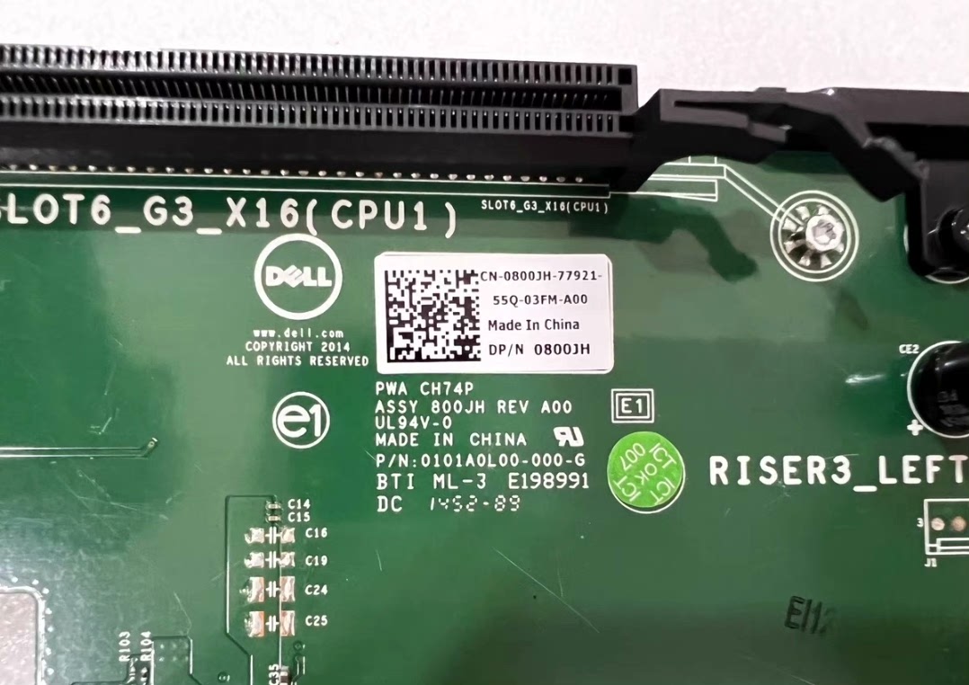 dell 0800jh 800jh slot 6 pcie 3 0 x16 riser 3 card for poweredge r730xd 02